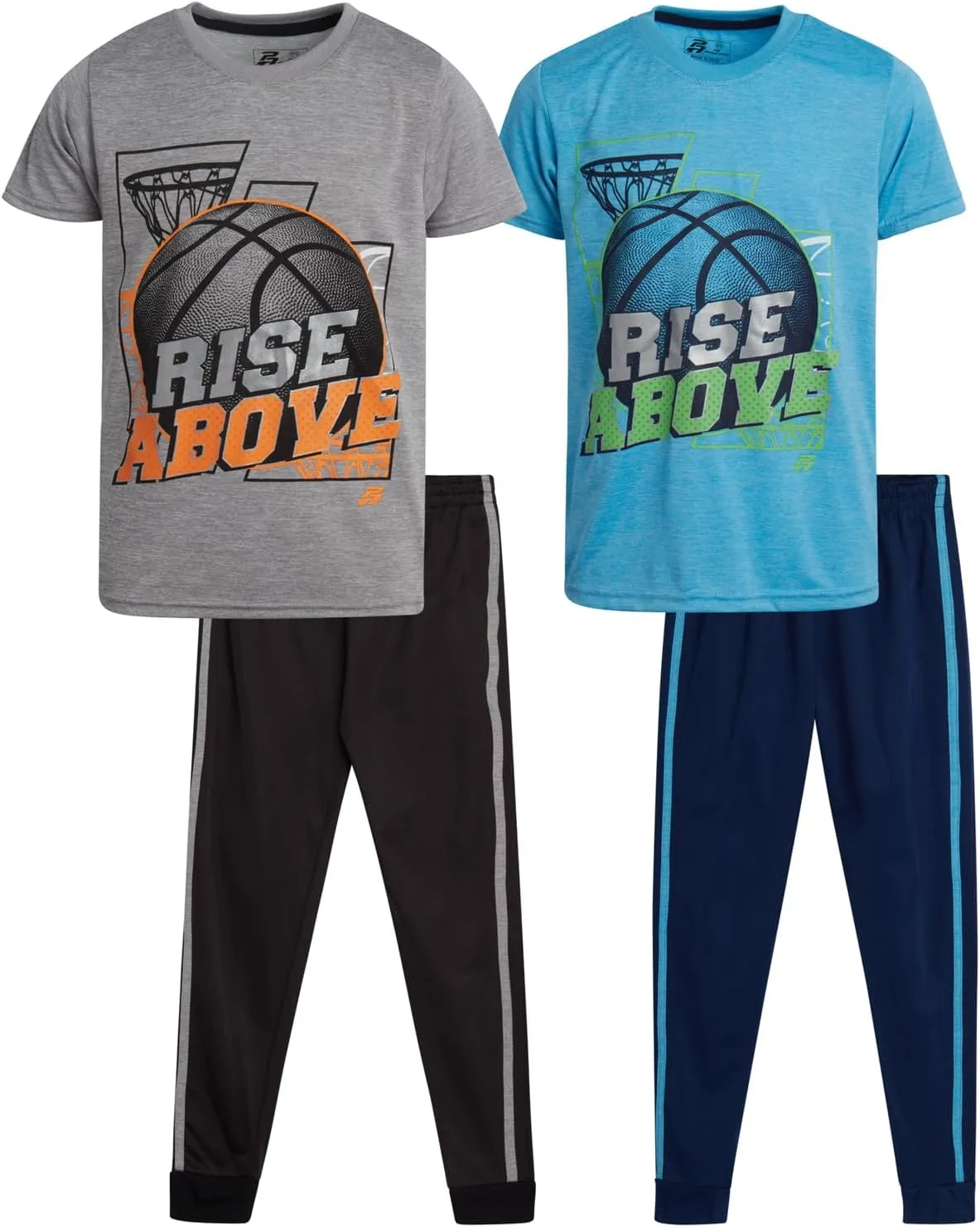 Pro Athlete Boys Tracksuit Set - 4 Piece Athletic Graphic Tee and Tricot Joggers Sweatpants, Boys' Activewear Set (Size 8-16)