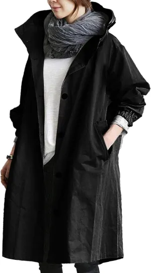 Rain Jacket for Women 2024 Windbeaker Waterproof Poncho Lightweight Long Hooded Coat Fashion Travel
