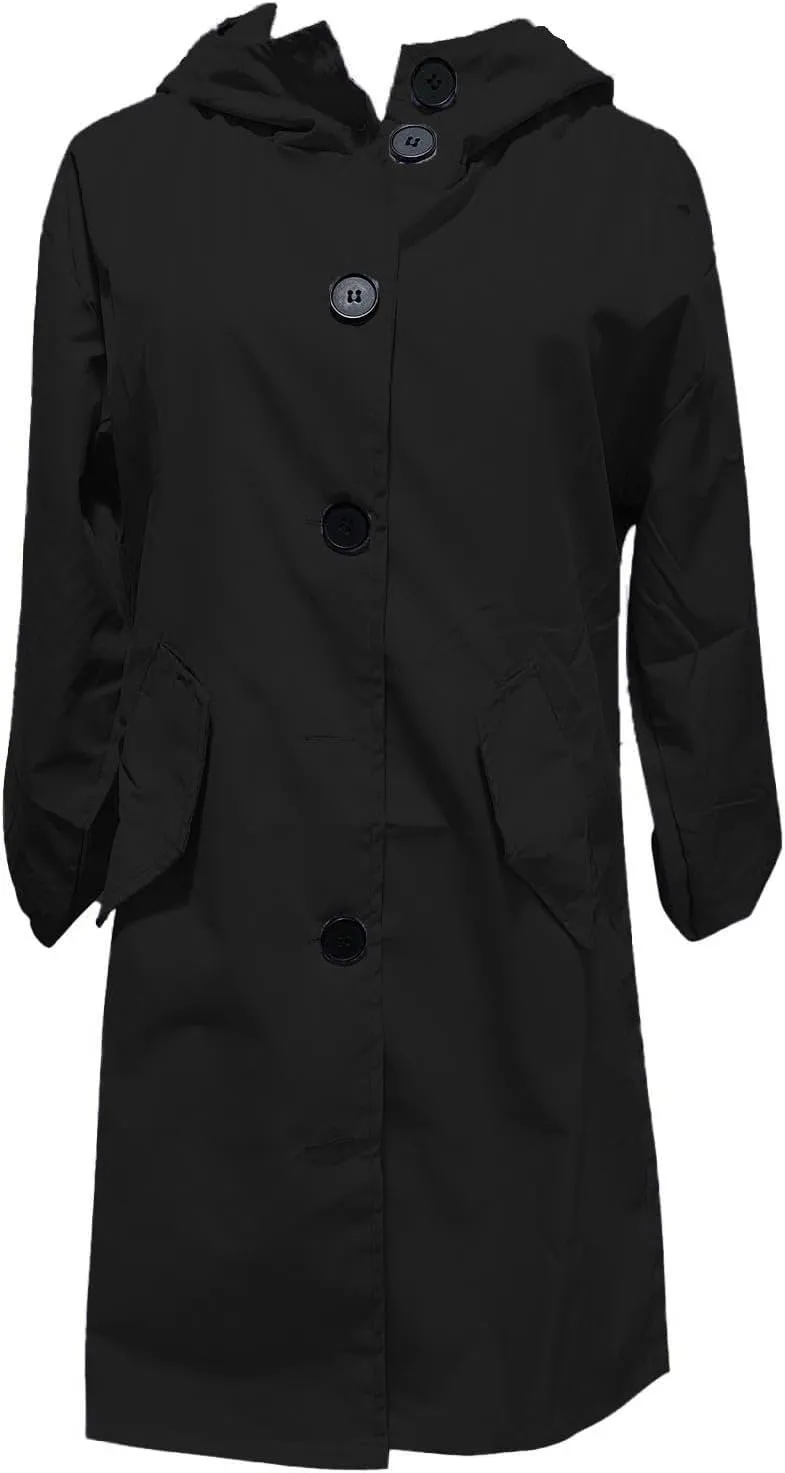 Rain Jacket for Women 2024 Windbeaker Waterproof Poncho Lightweight Long Hooded Coat Fashion Travel