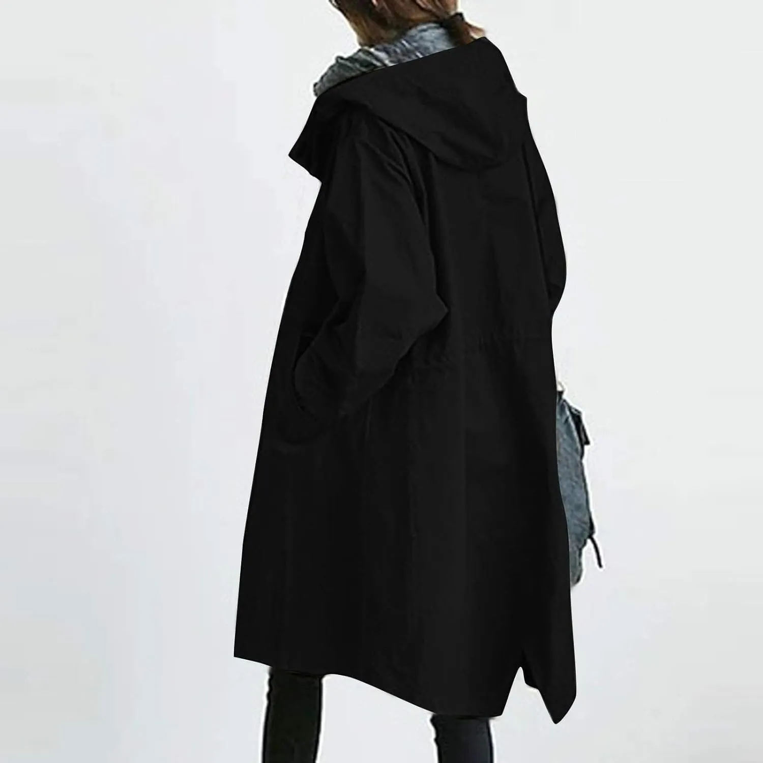 Rain Jacket for Women 2024 Windbeaker Waterproof Poncho Lightweight Long Hooded Coat Fashion Travel