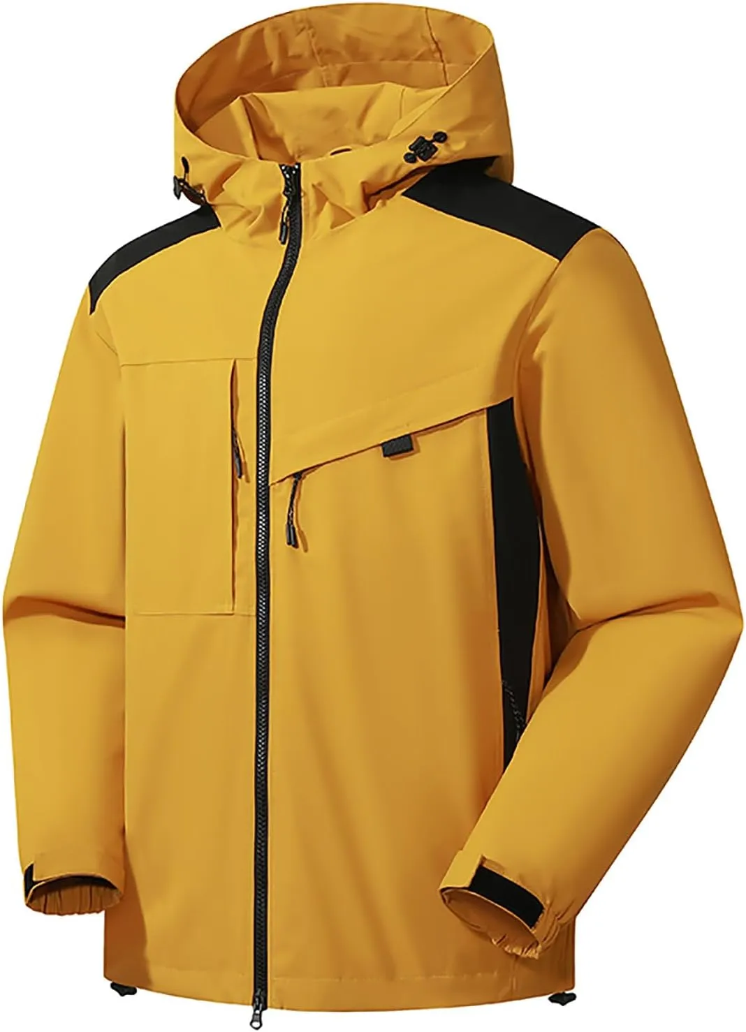 Rain Jacket Waterproof Long Sleeve Zip up Lightweight Hooded Windbreaker Anorak Travel Hiking Outdoor Coats w Pockets