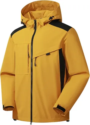 Rain Jacket Waterproof Long Sleeve Zip up Lightweight Hooded Windbreaker Anorak Travel Hiking Outdoor Coats w Pockets