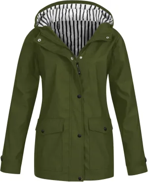 Rain Jackets for Women Waterproof Outdoor Hiking Raincoat Plus Size Lightweight Windbreaker Casual Hooded Jackets
