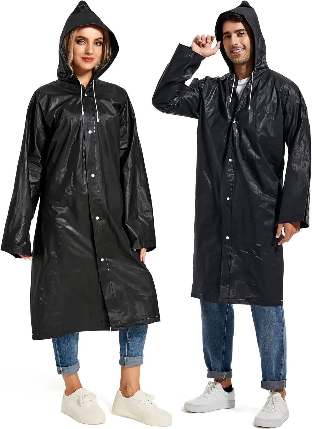 Rain Ponchos for Adults Reusable Raincoats Survival Heavy Duty Military Impermeable 2 Packs Rain Coat…