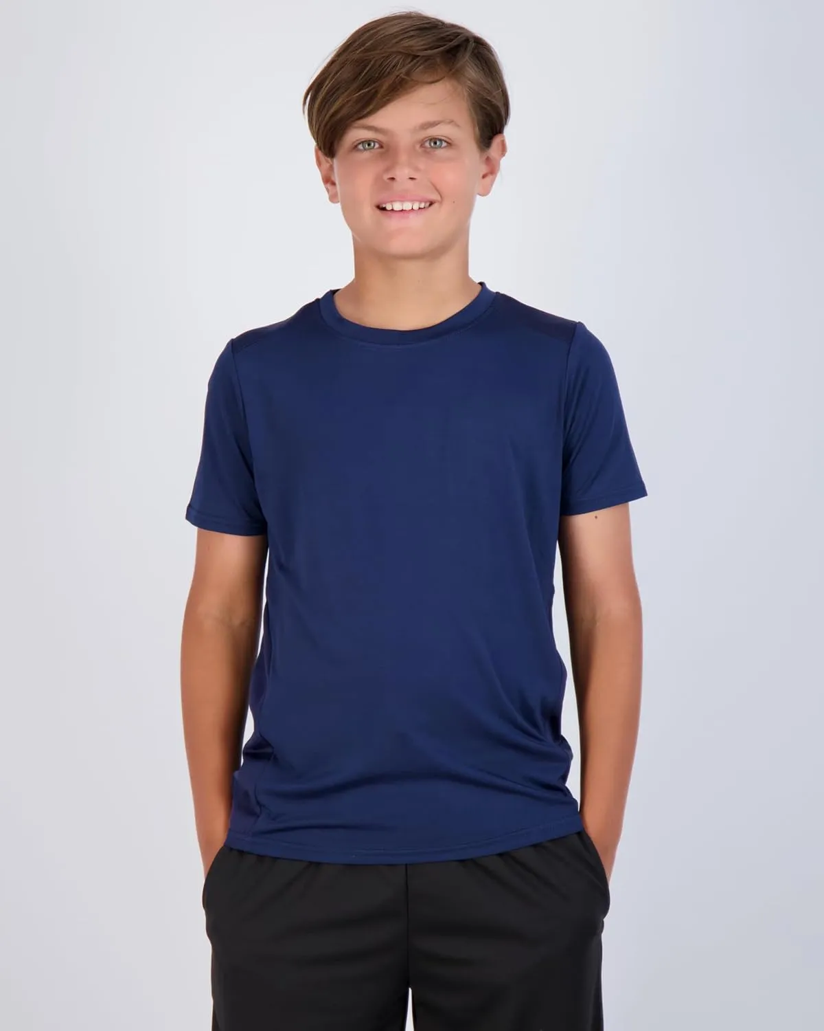 Real Essentials 5 Pack: Youth Dry-Fit Wicking Active Athletic Performance Short Sleeve T-Shirt Boys & Girls Shirts