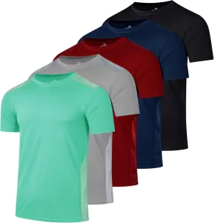 Real Essentials 5 Pack: Youth Dry-Fit Wicking Active Athletic Performance Short Sleeve T-Shirt Boys & Girls Shirts