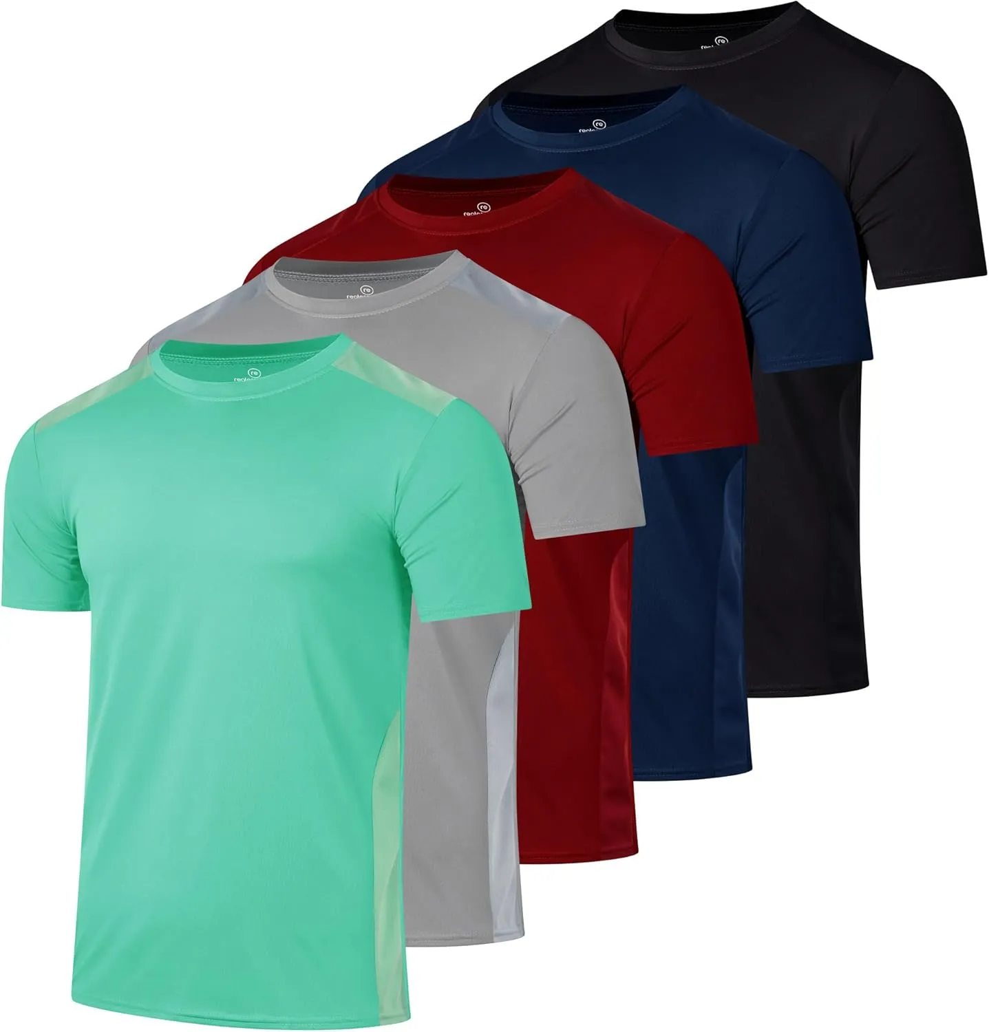 Real Essentials 5 Pack: Youth Dry-Fit Wicking Active Athletic Performance Short Sleeve T-Shirt Boys & Girls Shirts