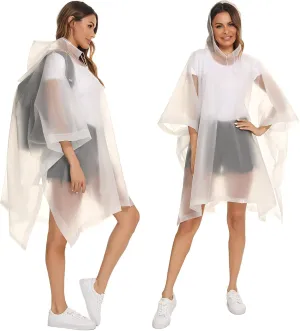 Reusable Rain Ponchos with Drawstring Hood for Adults, Waterproof Thicken Rain Coat, 2 Packs