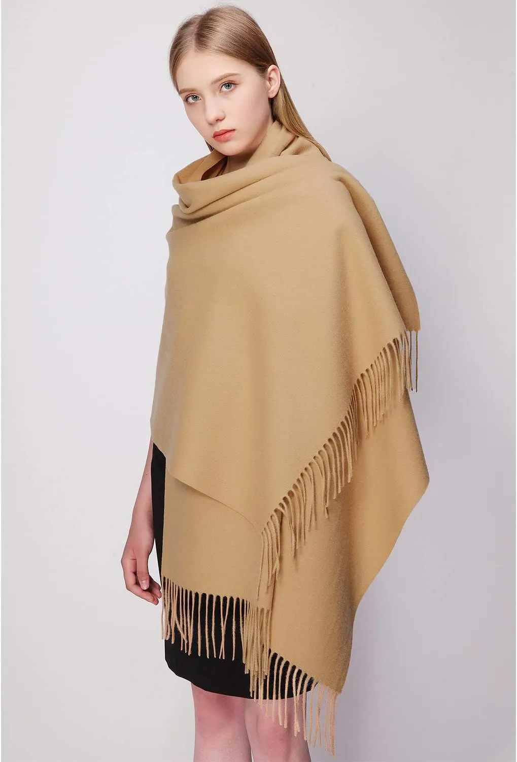 RIIQIICHY 100% Wool Scarf Pashmina Shawls and Wraps for Women Cashmere Warm Winter More Thicker Soft Scarves