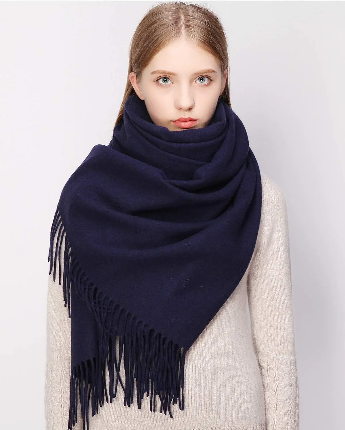 RIIQIICHY 100% Wool Scarf Pashmina Shawls and Wraps for Women Cashmere Warm Winter More Thicker Soft Scarves