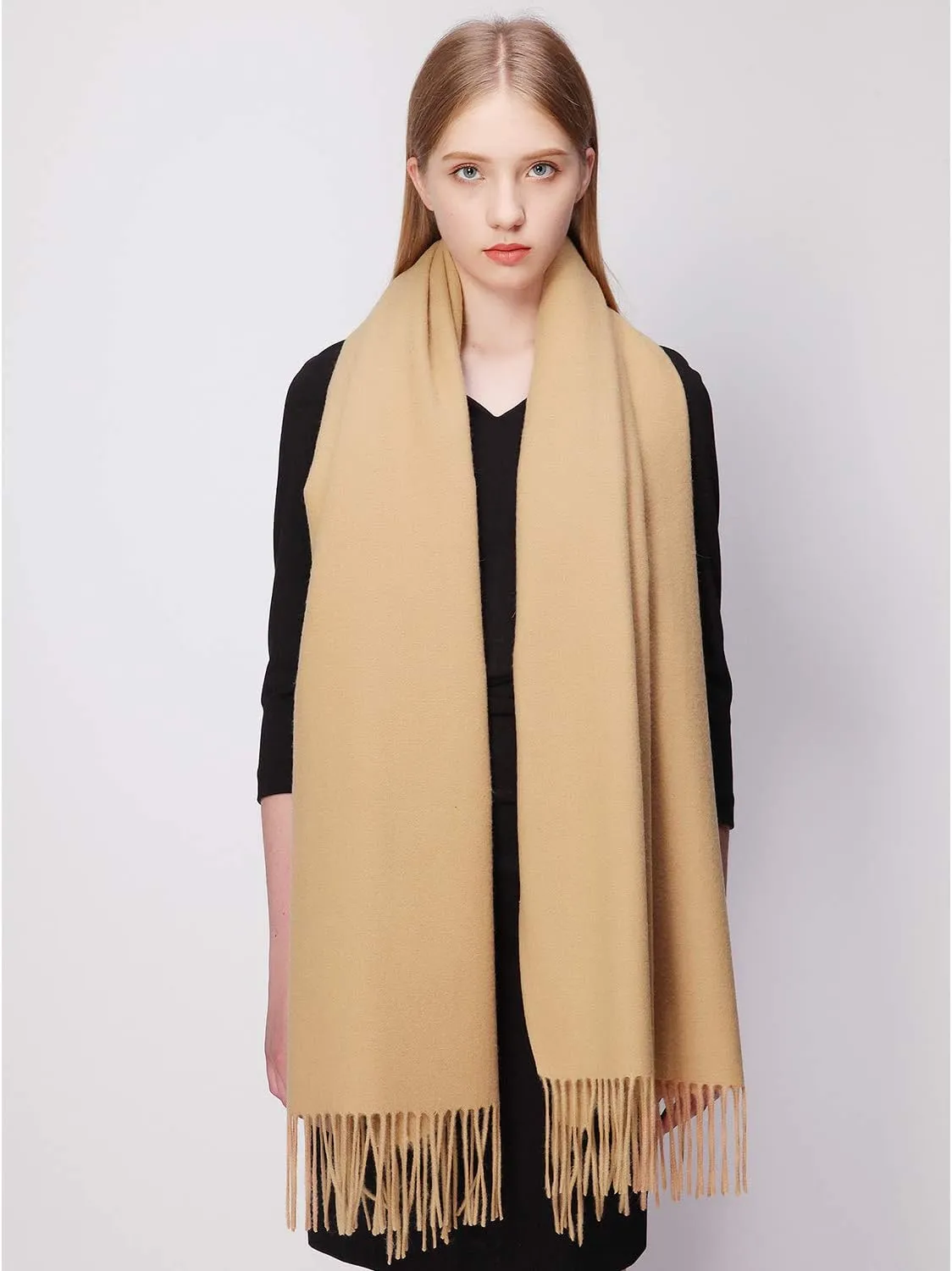 RIIQIICHY 100% Wool Scarf Pashmina Shawls and Wraps for Women Cashmere Warm Winter More Thicker Soft Scarves