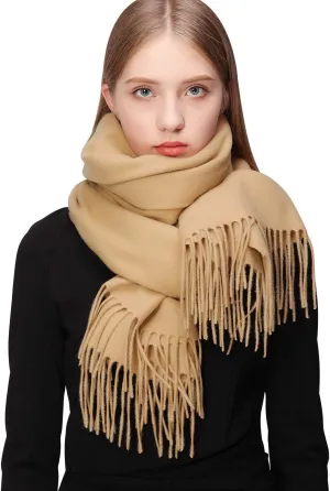 RIIQIICHY 100% Wool Scarf Pashmina Shawls and Wraps for Women Cashmere Warm Winter More Thicker Soft Scarves