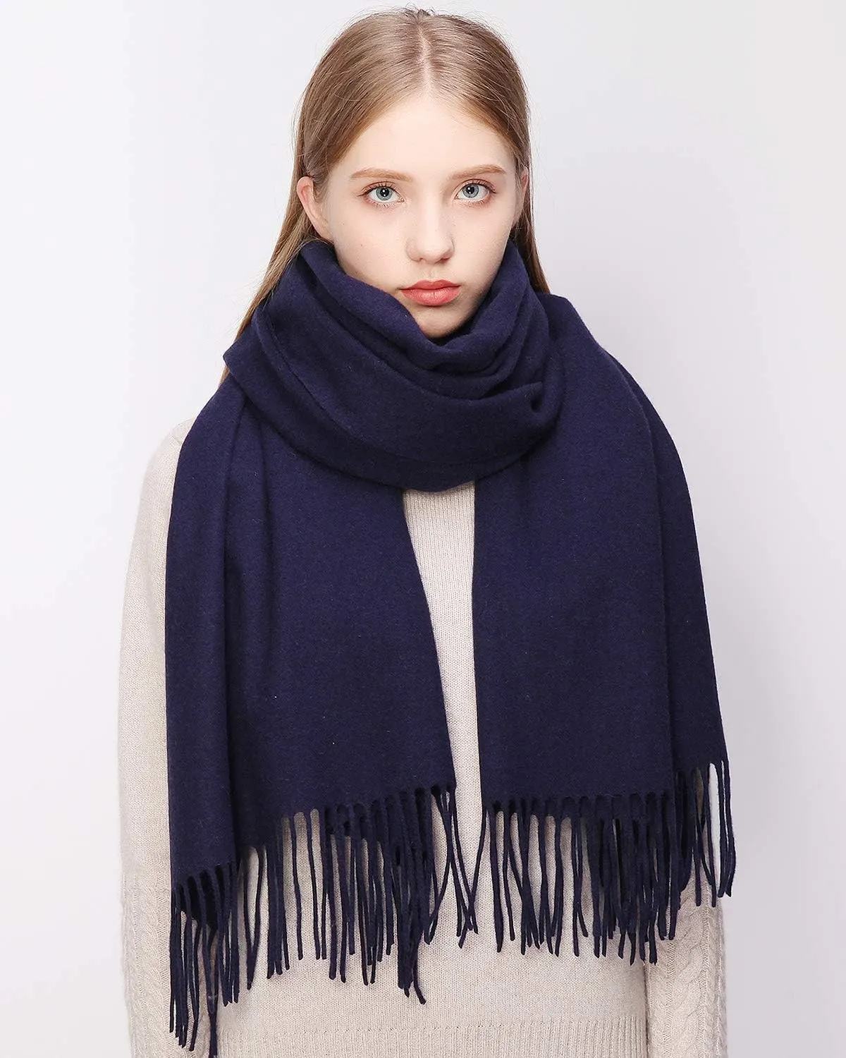 RIIQIICHY 100% Wool Scarf Pashmina Shawls and Wraps for Women Cashmere Warm Winter More Thicker Soft Scarves
