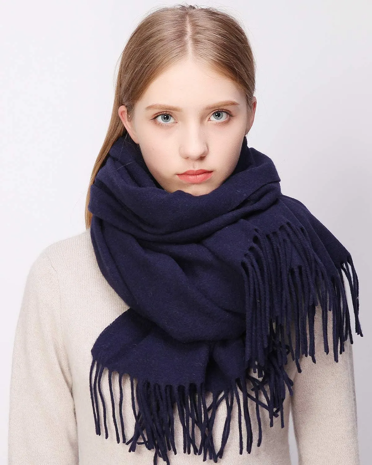 RIIQIICHY 100% Wool Scarf Pashmina Shawls and Wraps for Women Cashmere Warm Winter More Thicker Soft Scarves