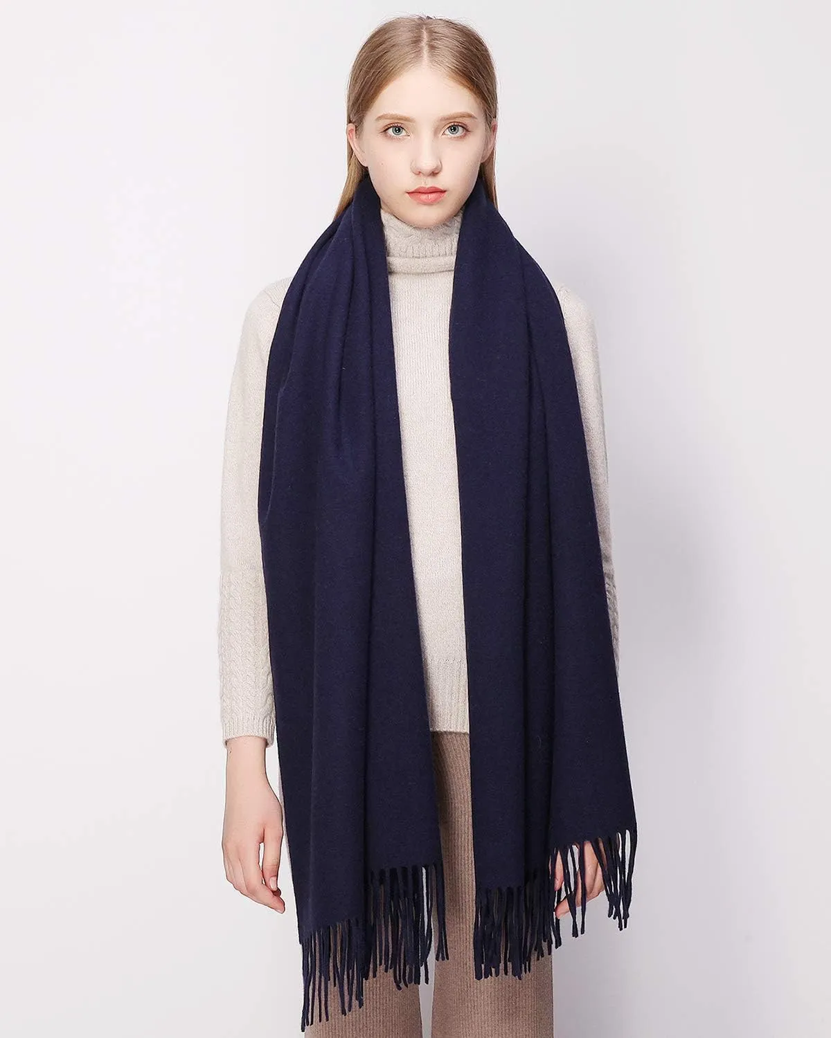 RIIQIICHY 100% Wool Scarf Pashmina Shawls and Wraps for Women Cashmere Warm Winter More Thicker Soft Scarves