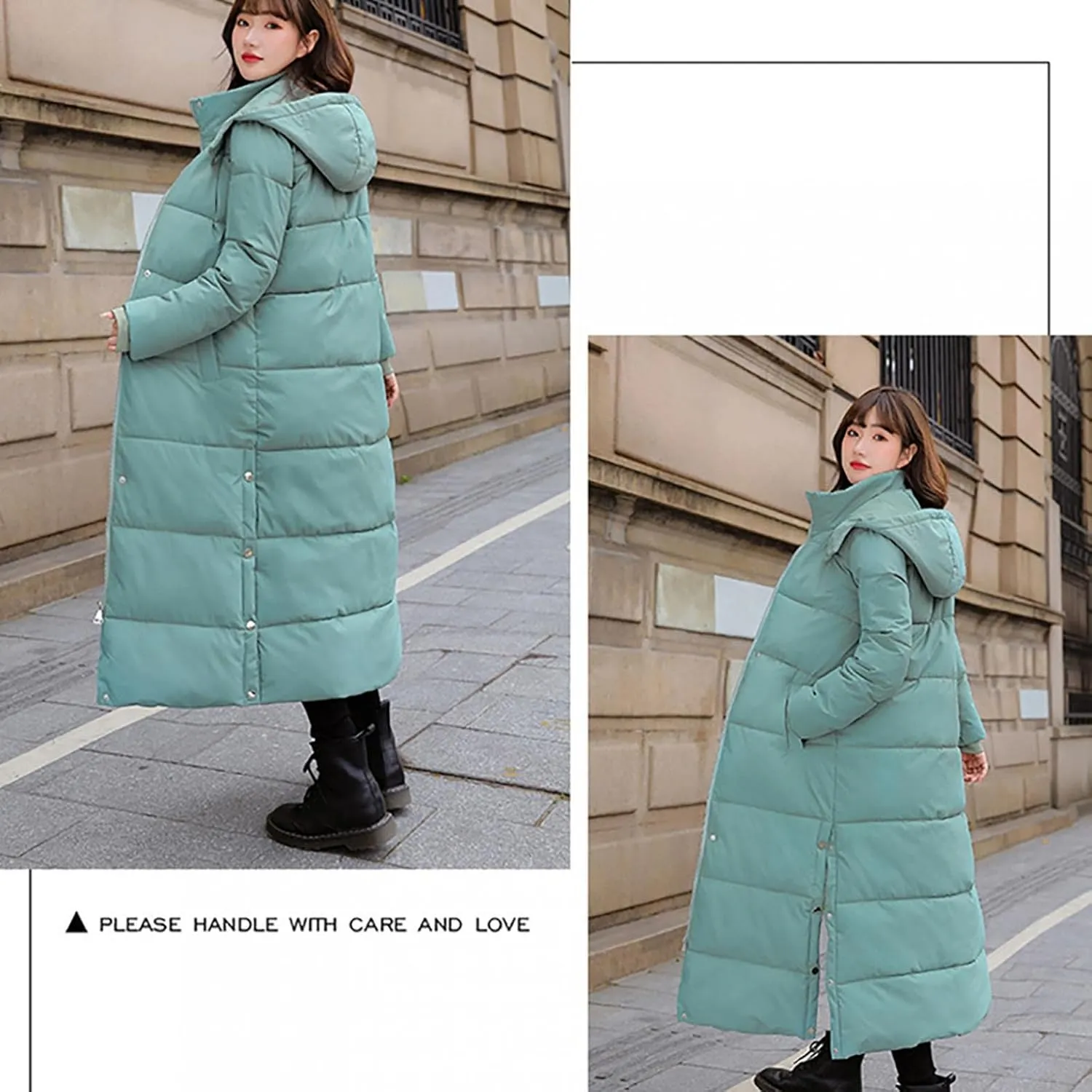 RKSTN Down Vest Sleeveless Puffer Jacket for Women Long Winter Coats Vest with Hood Warm Down Coat Outdoor Zipper Outerwear