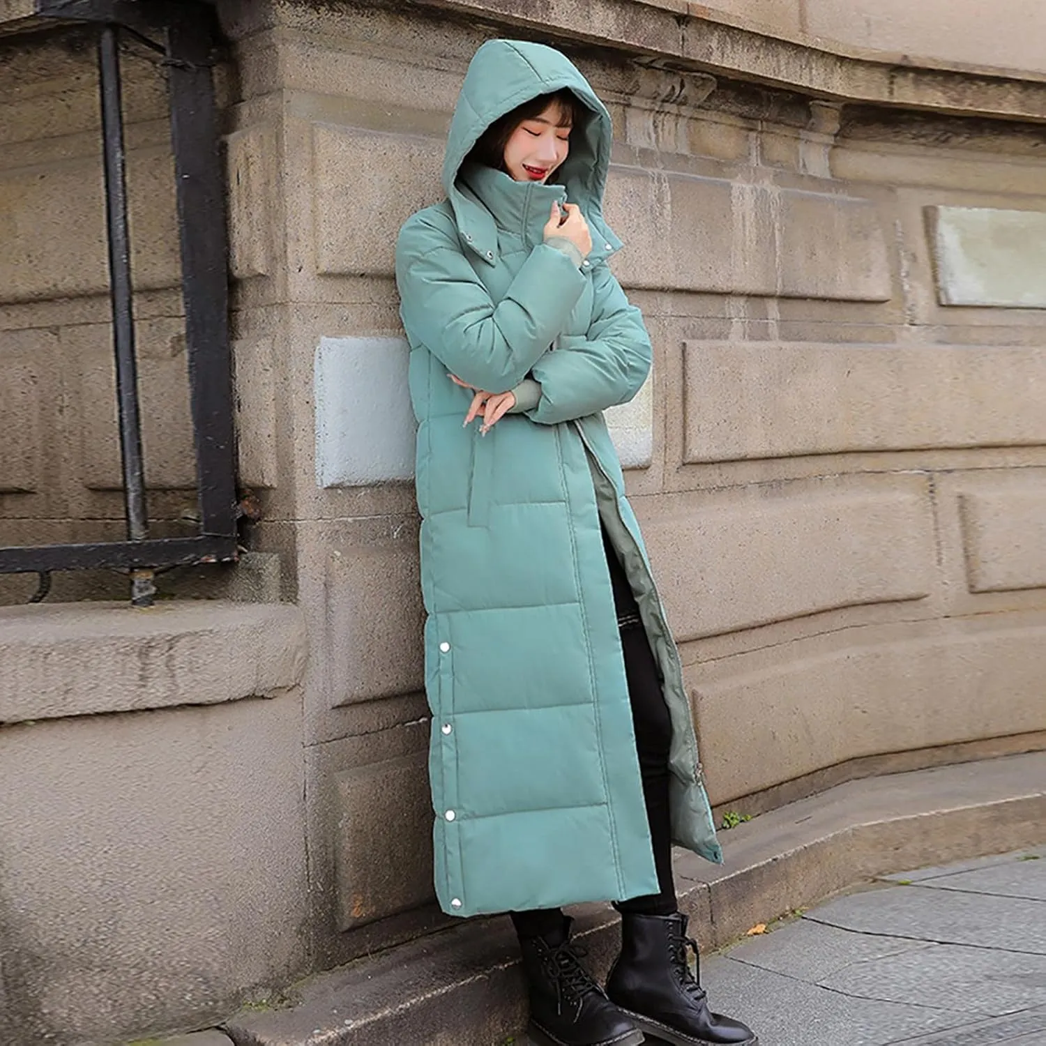 RKSTN Down Vest Sleeveless Puffer Jacket for Women Long Winter Coats Vest with Hood Warm Down Coat Outdoor Zipper Outerwear