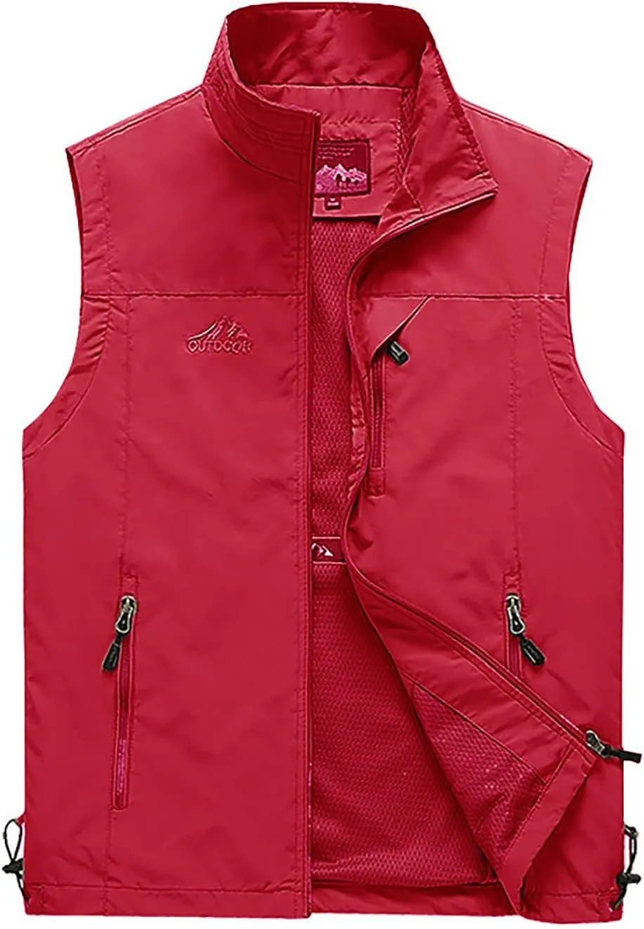 RTRDE Men's Outdoor Casual Full Zip Stand Collar Fishing Work Safari Travel Vest Sleeveless Jacket Hiking Coat, XL-4XL