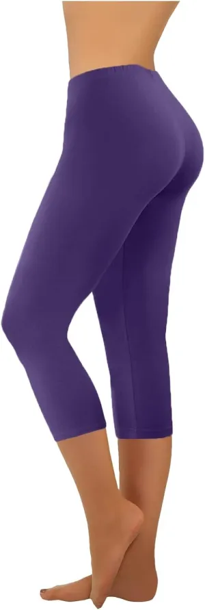 Ruziyoog Womens Capri Leggings High Waist Stretchable Yoga Pants Tummy Control Workout Leggings Compression Capris Pants