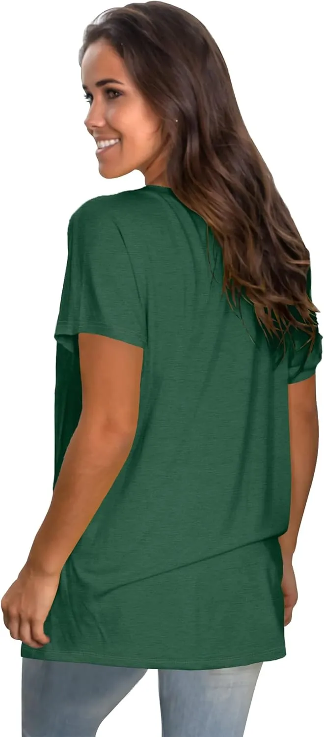 Saloogoe Womens Loose Fit Tshirts Short Sleeve Summer Tops Casual Workout Yoga Tunic T Shirts Tops