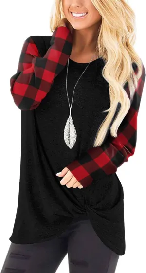 SAMPEEL Women's Tunic Tops Twist Knot Casual Pullover Shirts