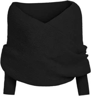 Scarf with Sleeves for Women Knitted Cable Wrap Soft Shawls and Wraps Warm Sweater Shawl with Sleeves Crochet Shrug