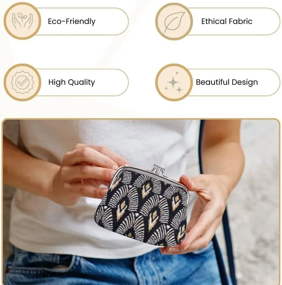 Signare Tapestry Double Pocket Change Pouch Kiss lock Coin Purse for Women