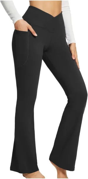 SMIDOW Womens High Waisted Bell Bottom Pants Flare Leggings Firm Compression Yoga Leggings Dance Pants Activewear