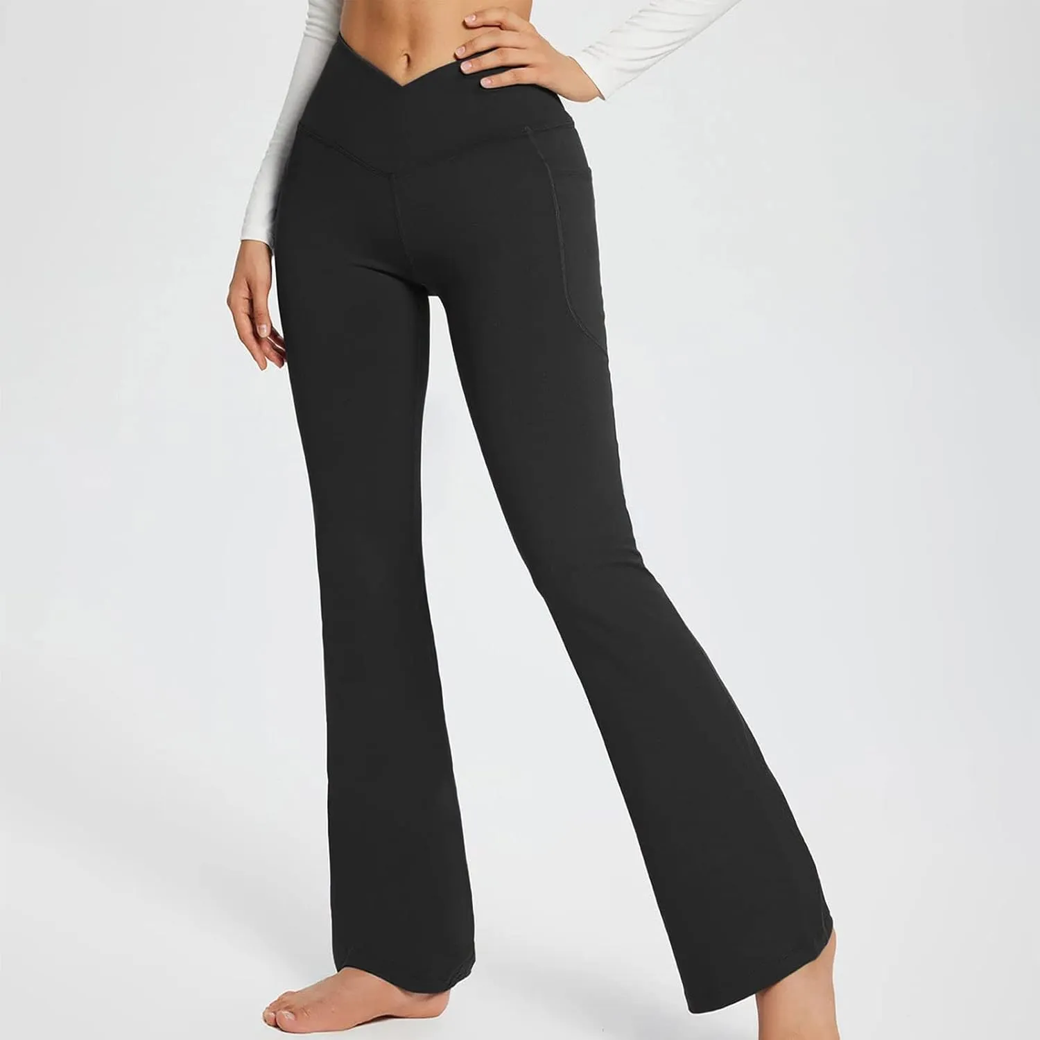 SMIDOW Womens High Waisted Bell Bottom Pants Flare Leggings Firm Compression Yoga Leggings Dance Pants Activewear