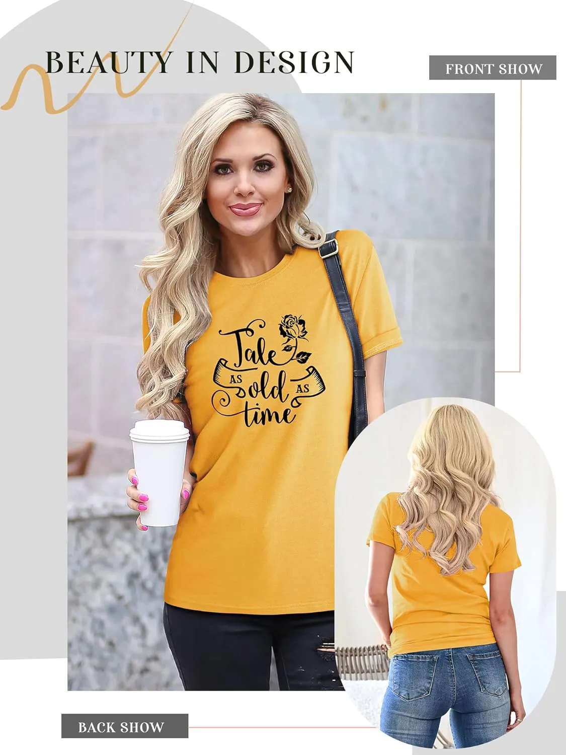 STYLEIE Women Tale As Old As Time Tee Tops Letter Print Graphic Tees Vintage Tanks Tops