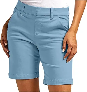 Summer Bermuda Shorts for Women 2025 Casual Stretchy Dressy Short Pants High Waisted Lounge Shorts with Pockets