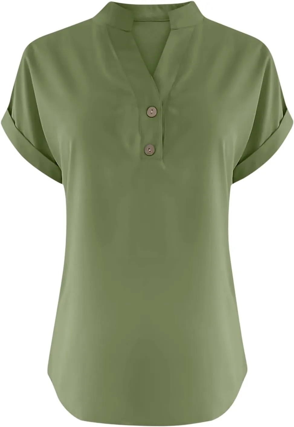 Summer Boho Linen Tops for Women 2025 Button Down V Neck Shirts 3/4 Sleeve Tunic Blouses Beach Work