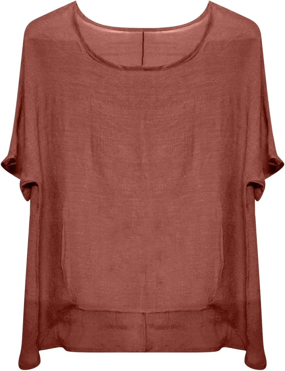 Summer Cotton Linen Shirts for Women Crewneck Short Sleeve Lightweight Tee Top Plus Size Loose Beach Vacation Blouses