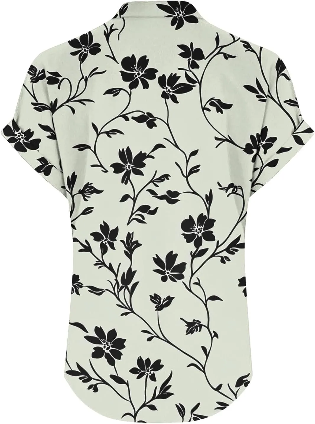 Summer Linen Shirts for Women V Neck Button Down Shirt Casual Loose Fit Tops Floral Print Short Sleeve Blouses 2025
