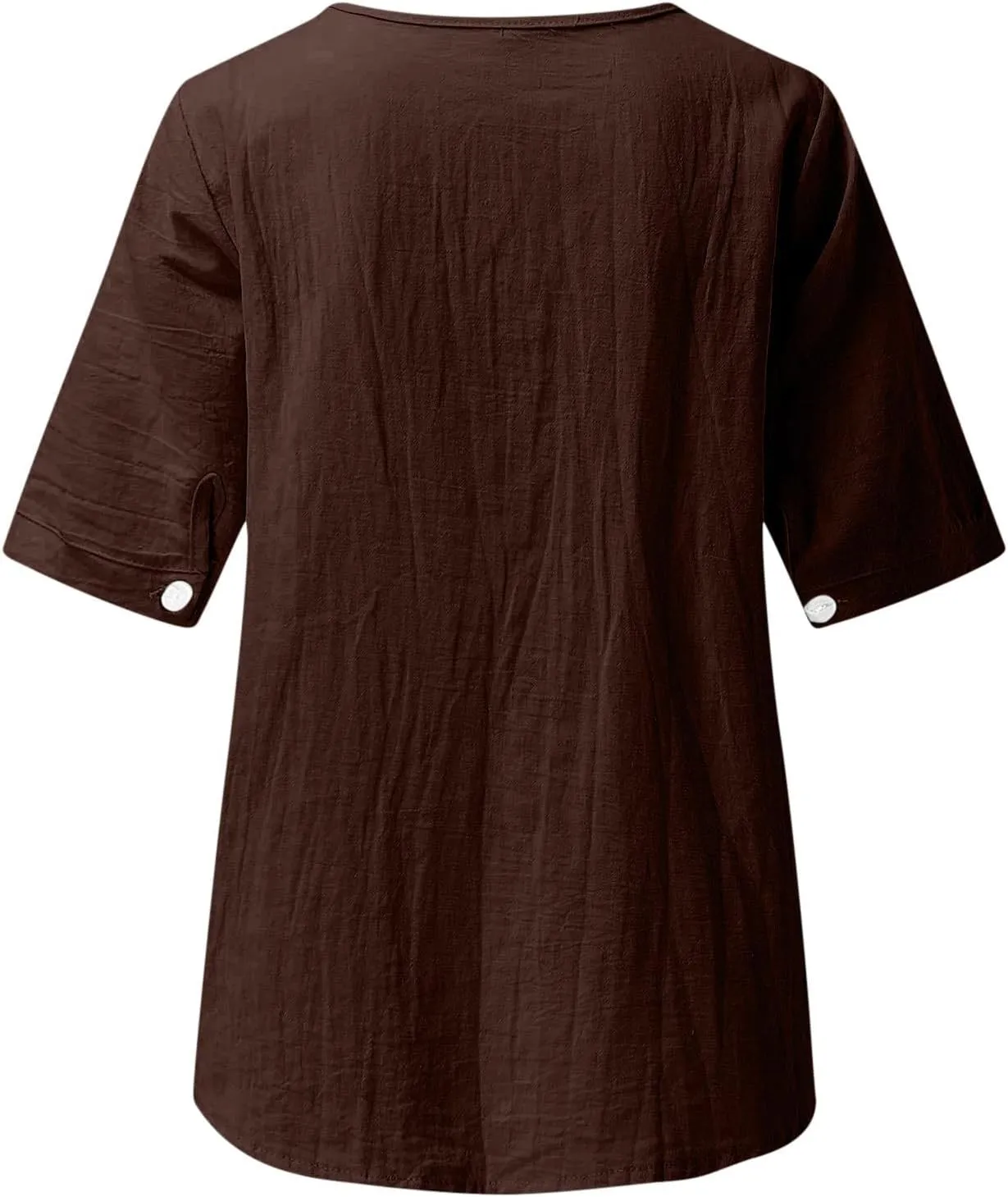 Summer Tops for Women 2025 Casual 3/4 Sleeve Button Down Cotton Linen Shirts Boho Trendy V-Neck Tunic Blouses Clothes