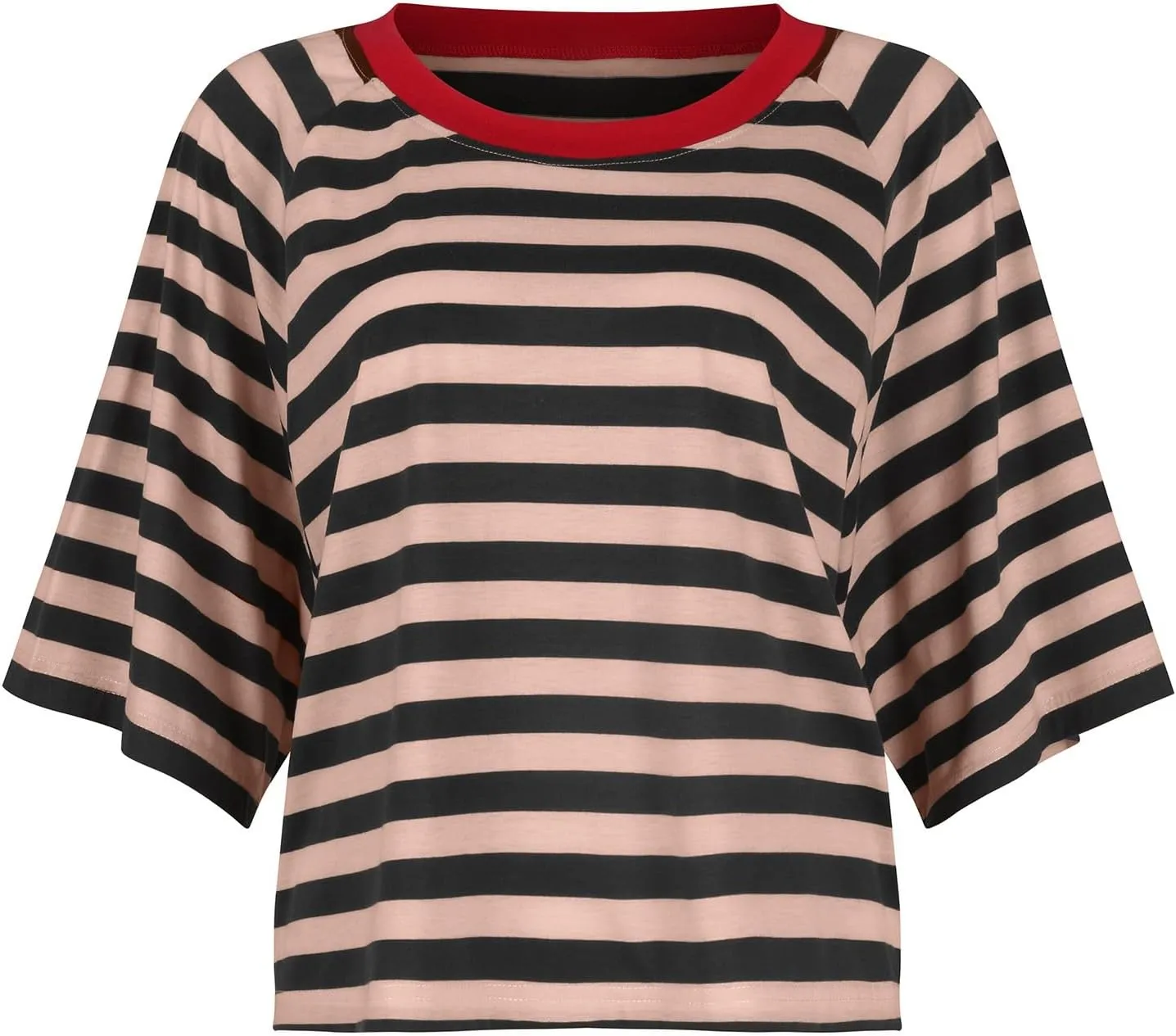 Summer Tops for Women Striped 2024 Trendy T Shirts for Women Color Block Short Sleeve Loose Basic Tee