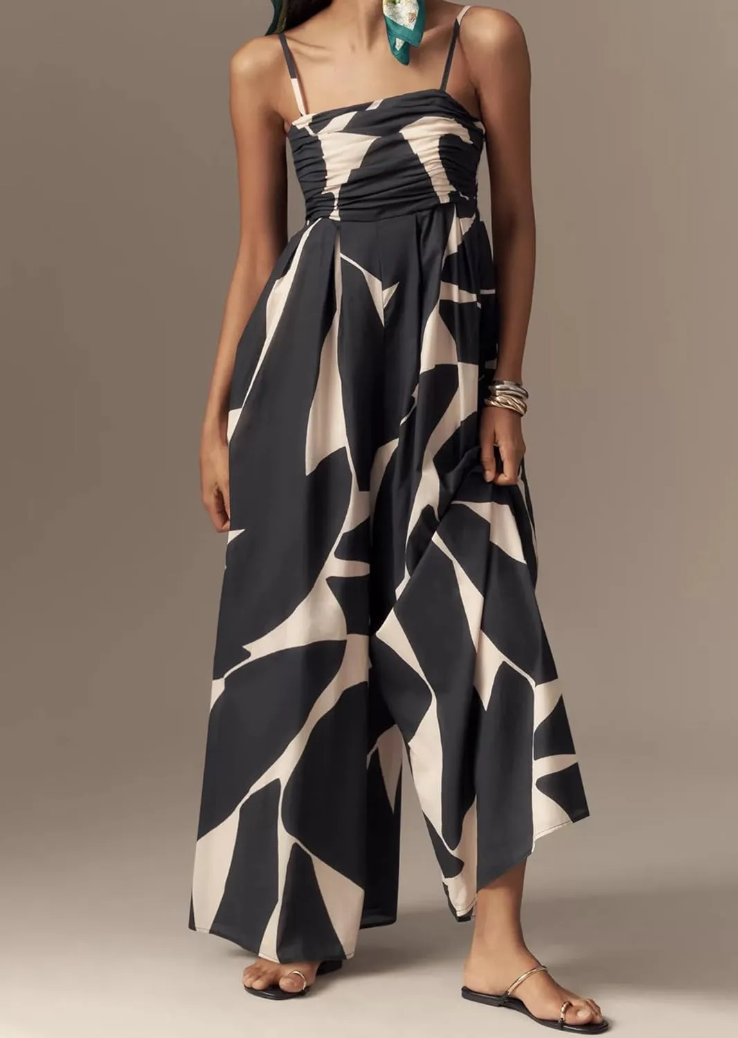 Summer Wide Leg Jumpsuits Women Casual Boho Spaghetti Strap Sleeveless Long Rompers 2025 Trendy One Piece Outfits