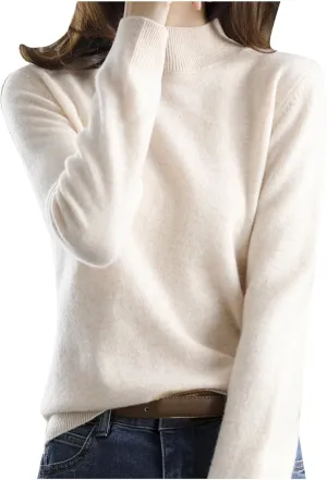 Sweater for Women Long Sleeve High Neck Knitted Pullover Plain Fall Tops Casual Oversized Turtleneck Basic Trendy Warm Winter