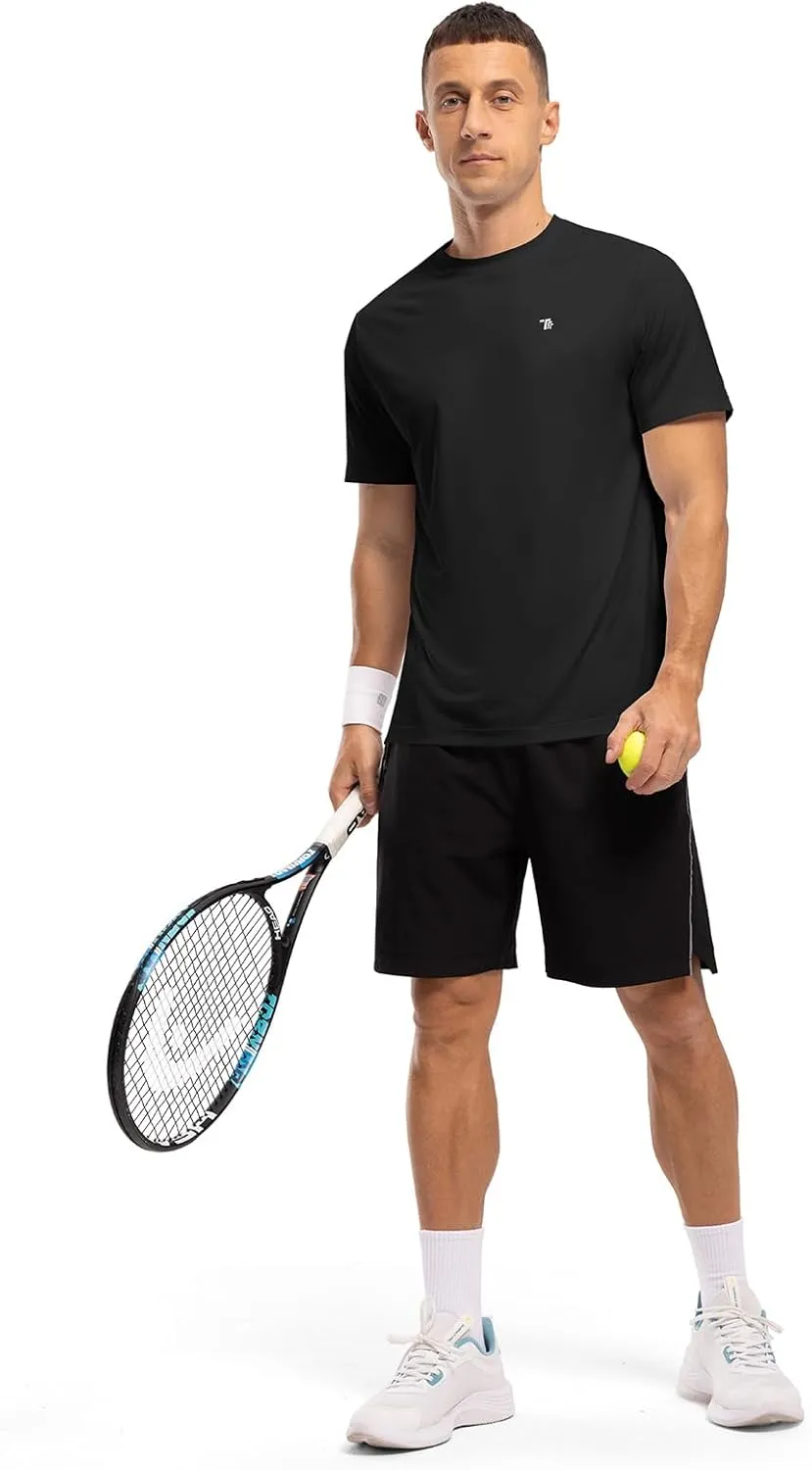 TBMPOY Men's Workout Dry Fit T-Shirt Quick Dry UPF 50  Athletic Shirt Moisture Wicking Lightweight Top Running Activewear