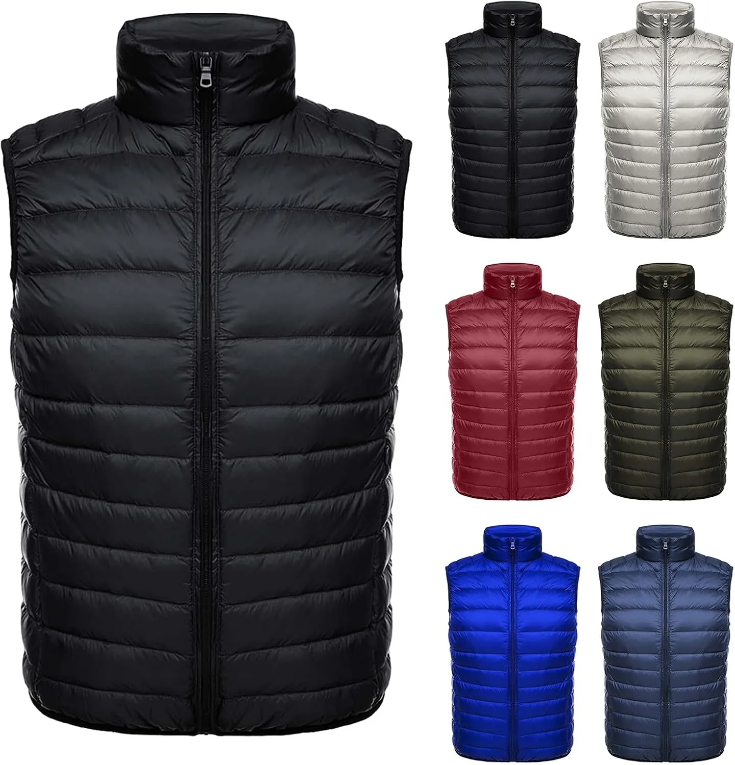 Thatrich Mens Puffer Vest Lightweight Insulated Puffy Vests Sleeveless Down Jackets Padded Warm Gilet Casual Loose Outerwears