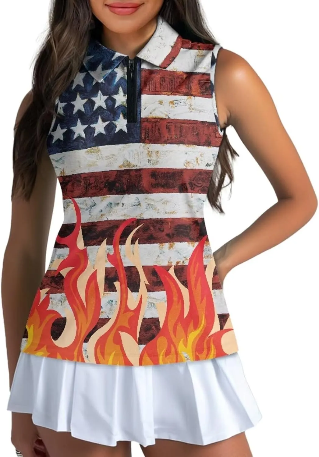 TOADDITDO Women's Golf Top Sleeveless Collared Tennis Tank Tops Shirts Quick Dry Activewear Size XS-2XL