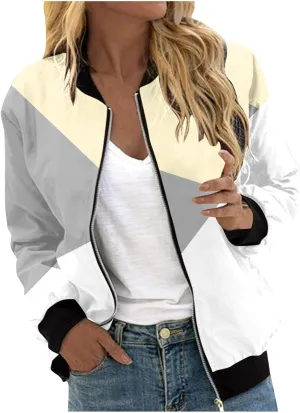 Today Show Deals of The Day Women Bomber Jacket Casual Zip Up Long Sleeve Coat Outerwear Windbreaker with Pockets Lightweight Fall Jackets Sales Today Clearance Prime Only