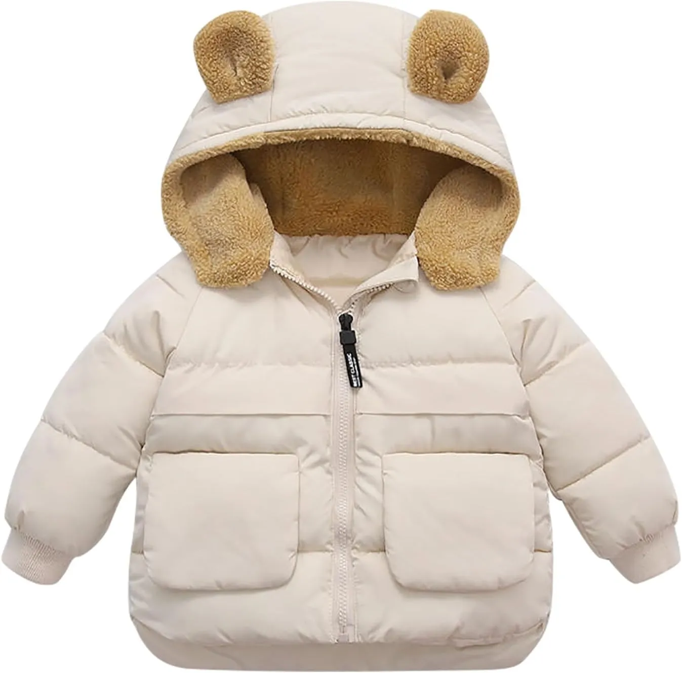 Toddler Winter Jacket Kids Fleece Lined Puffer Jacket Warm Coats for Girls Bear Ear Jacket Boys Infant Hoodie Jacket