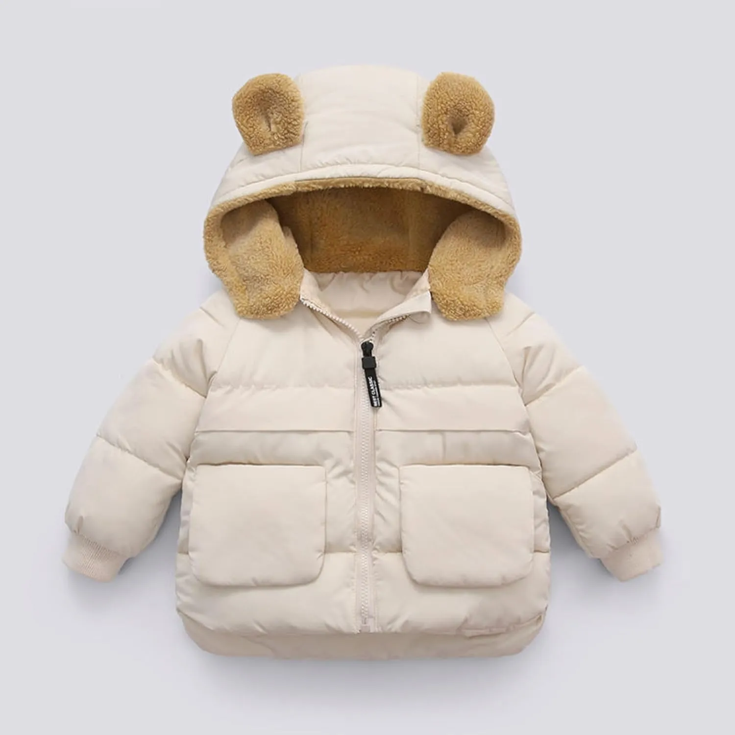 Toddler Winter Jacket Kids Fleece Lined Puffer Jacket Warm Coats for Girls Bear Ear Jacket Boys Infant Hoodie Jacket