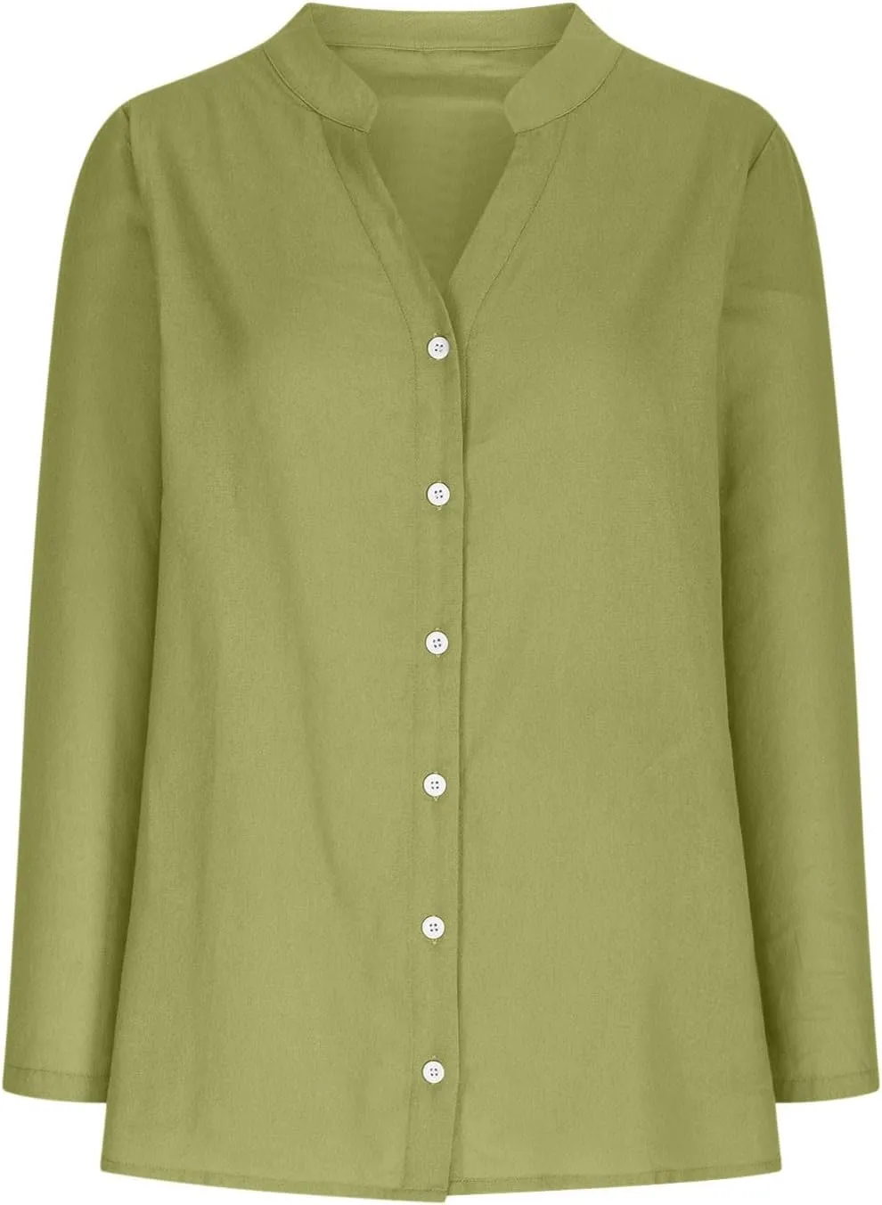 Tops for Women Trendy Long Sleeve Oversized Tshirts Button Down V Neck Linen Ladies Tops and Blouses Summer Outfits