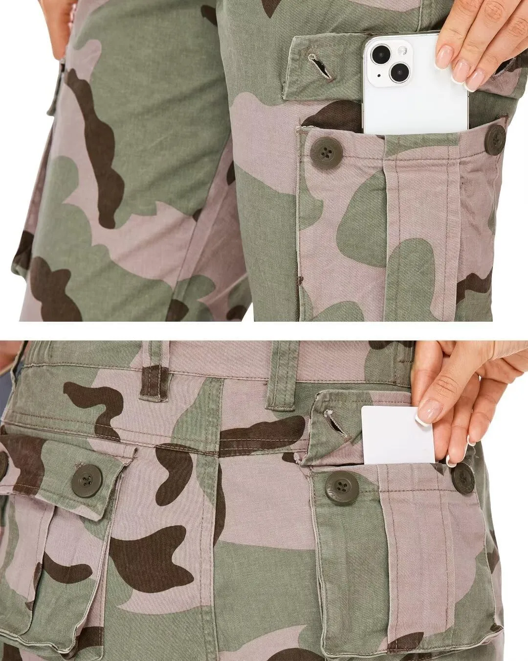 TRGPSG Women's Casual Combat Cargo Pants, Cotton Outdoor Camouflage Military Multi Pockets Work Pants