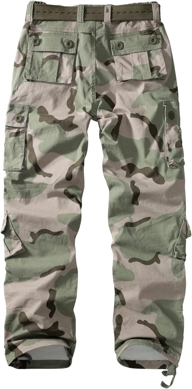 TRGPSG Women's Casual Combat Cargo Pants, Cotton Outdoor Camouflage Military Multi Pockets Work Pants