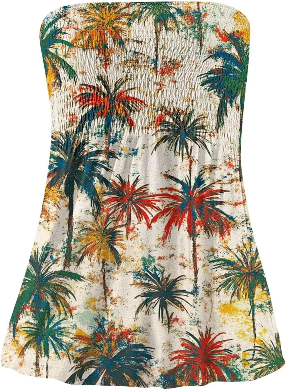 Tube Tops for Women Strapless Ruffled Sexy Tank Bandeau T Shirts Floral Graphic Sleeveless Vintage Backless Blouses
