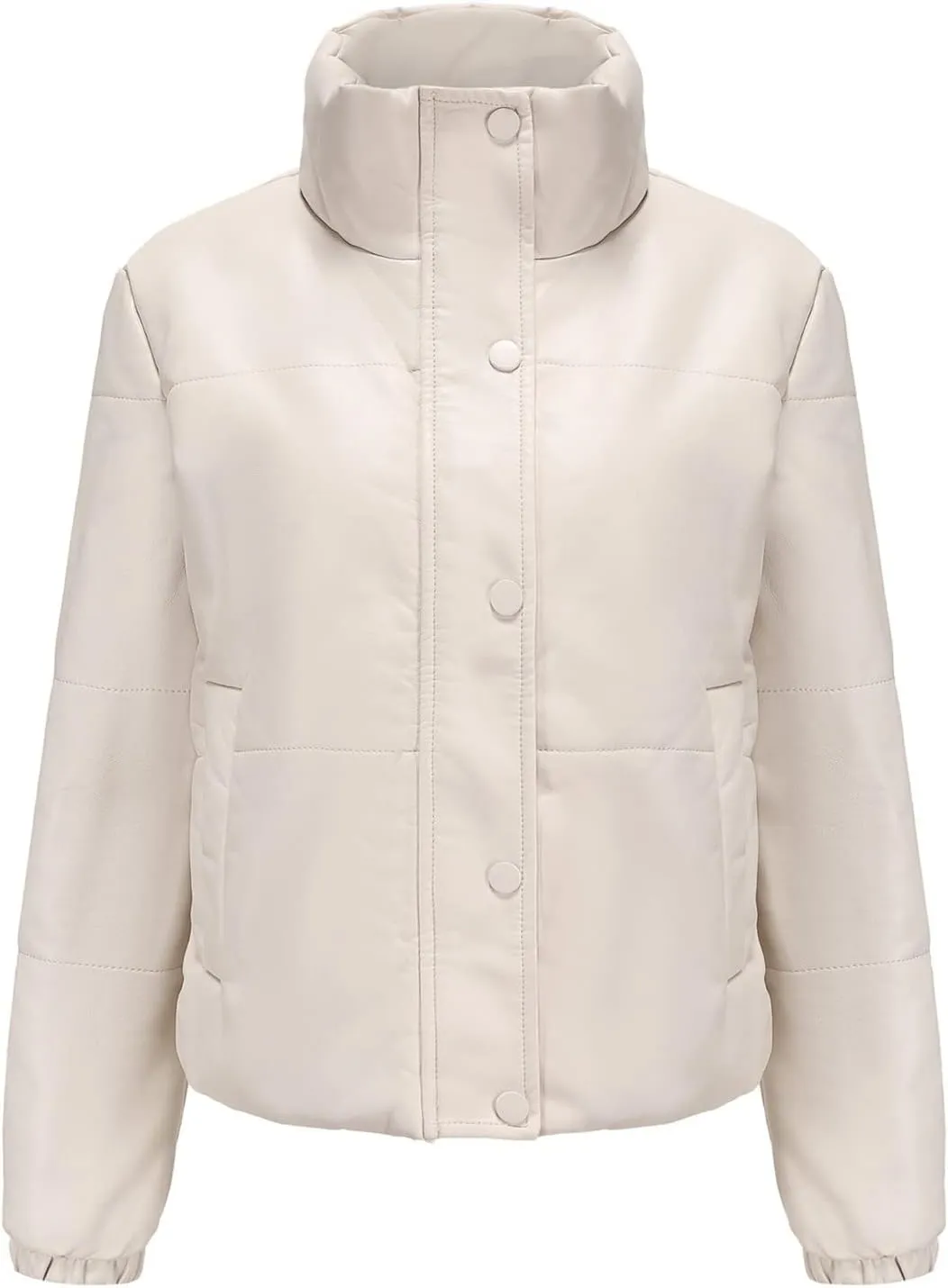 tuduoms Women's Crop Short Jacket Cropped Leather Puffer Fashion Jackets Warm Winter Lightweight Quilted Down Coat Parkas