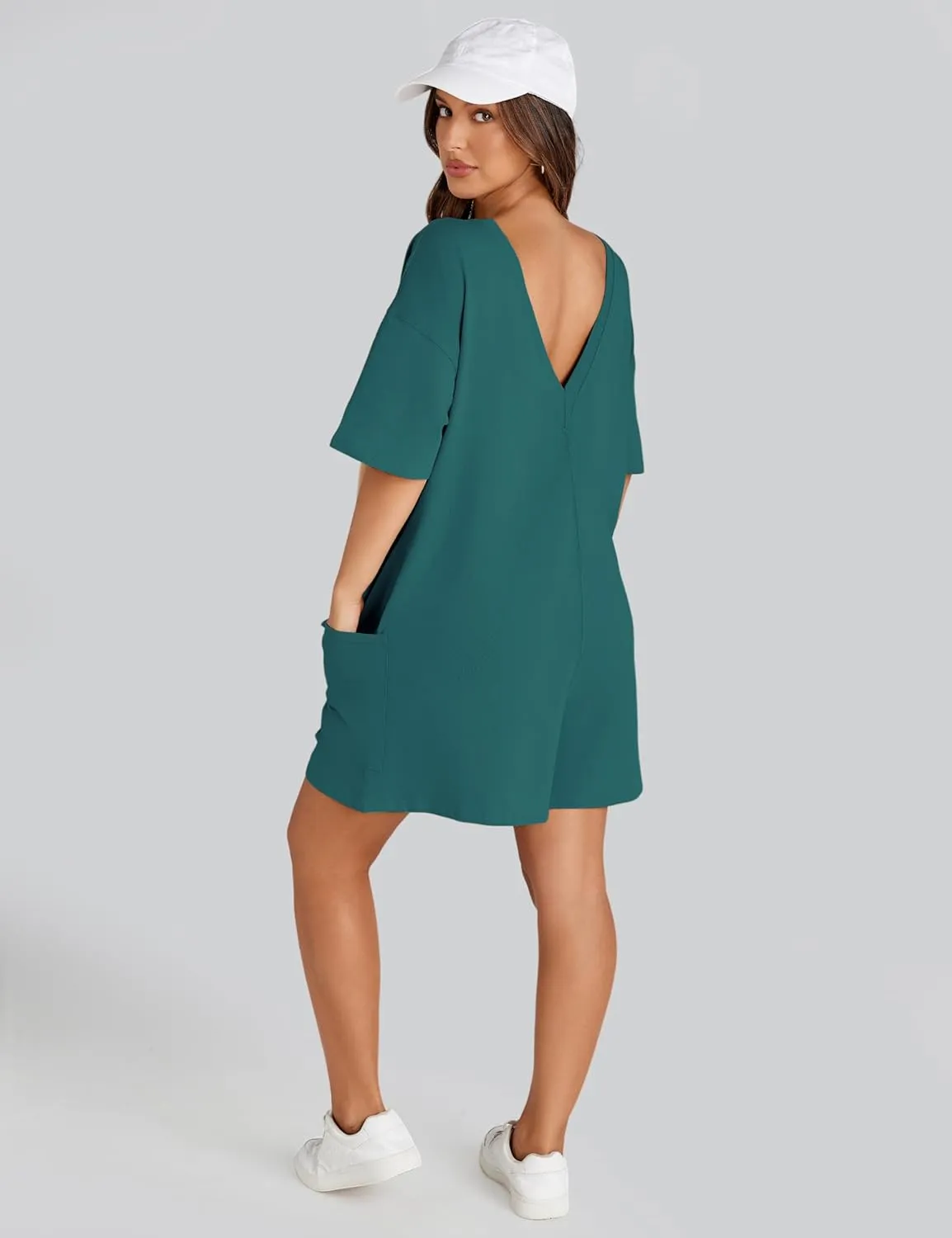 UANEO Rompers for Women Casual Oversized Athletic Jumpsuits Overalls Workout Hot Shot Tee Romper